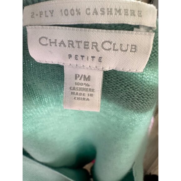 Vintage Charter Club 100% Cashmere Sweater Women Medium Green Preppy Office - Picture 3 of 10